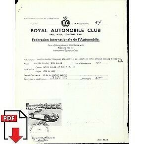 1962 Austin-Healey 3000 MK.II FIA homologation form PDF download (RAC)
